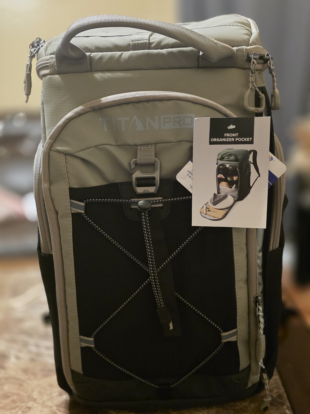 Titan Pro 26-Can Taupe Backpack Cooler With Ice Walls